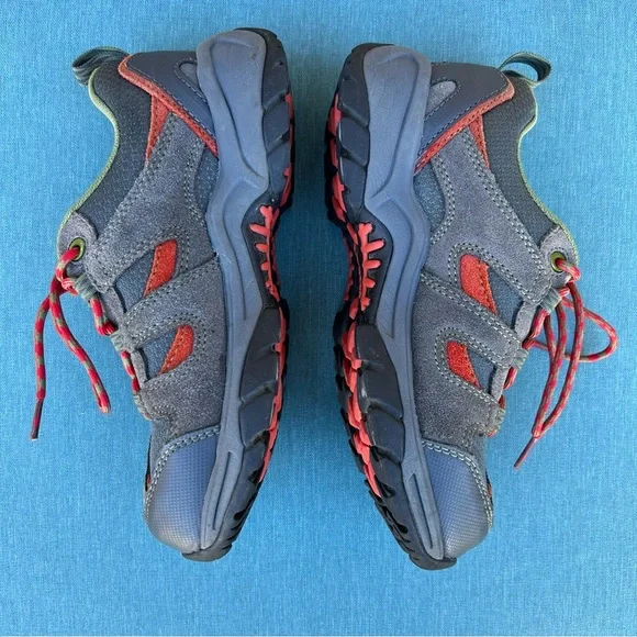 L.L. Bean Kids Trail Model Hiking Shoes - gray/orange/green - size 4 - Picture 4 of 11